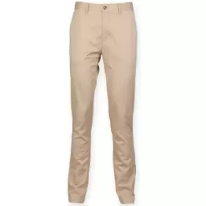 Image of Front Row Mens Cotton Rich Stretch Chino Trousers (40L) (Stone)