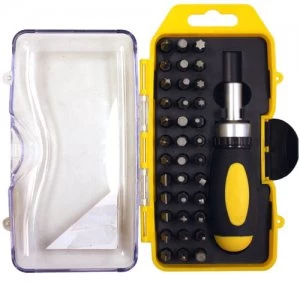 image of Rolson 38 Piece Ratchet Handle Screwdriver and Bit Set