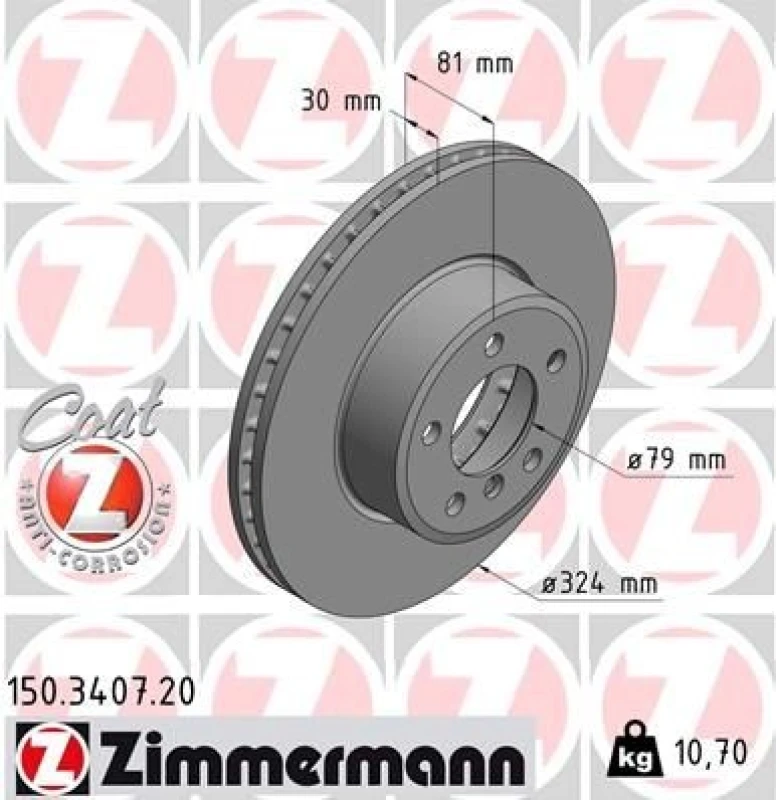 Image of ZIMMERMANN Brake disc ZIMMERMANN 150.3407.20