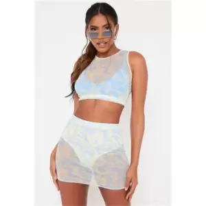 I Saw It First Blue Tie Dye Mesh Mini Skirt - Blue