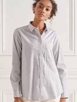 Image of Superdry Classic Preppy Long Sleeved Shirt - Grey, Size 14, Women