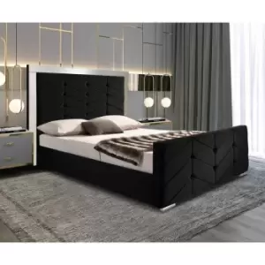 Image of Marisa Upholstered Beds - Plush Velvet, King Size Frame, Black - Black