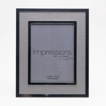 Image of 6" x 8" - Silver Plated Photo Frame with Grey Linen Insert