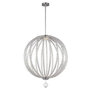 Image of LED 2 Light Large Spherical Ceiling Pendant Satin Nickel