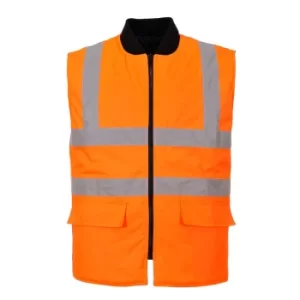 image of Oxford Weave 300D Class 2 Reversible Hi Vis Bodywarmer Orange 5XL