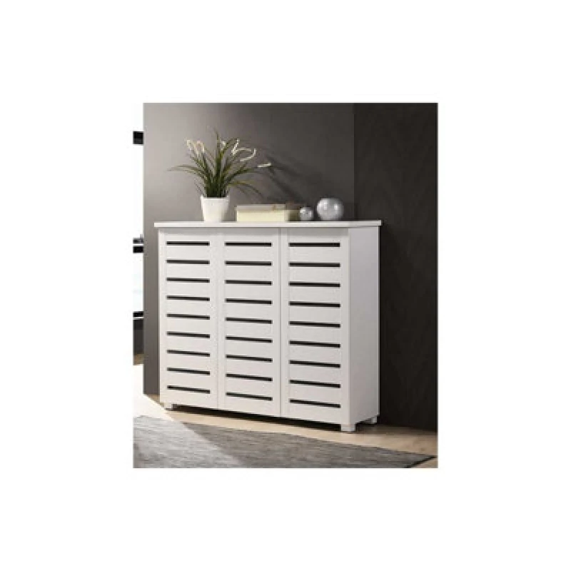 Image of Timber Art Design 5 Tier Shoe Storage Cabinet 3 Door Cupboard Stand Rack Unit White