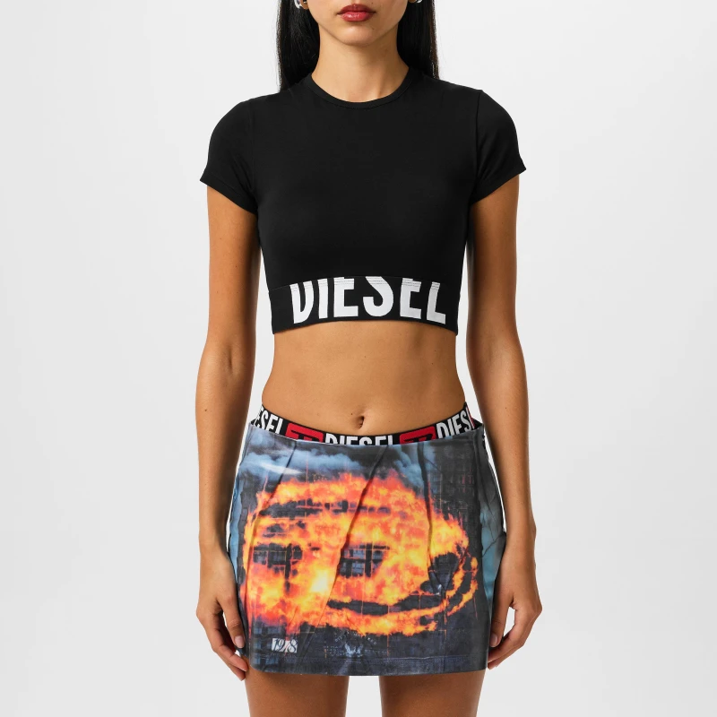 Image of Diesel Cropped T-Shirt - Black 8