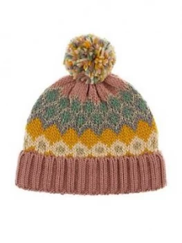 image of Monsoon Girls Sparkle Gayle Zig Zag Pom Beanie Hat - Multi