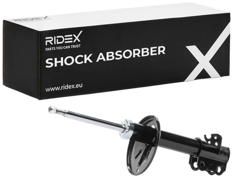 Image of RIDEX 854S1104 Shock absorber Front Axle Right, Gas Pressure, Twin-Tube, Suspension Strut, Bottom Clamp Shock Absorber (854)