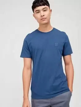 Image of BOSS Tales Small Logo T-Shirt - Open Blue, Open Blue, Size L, Men