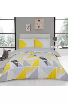 Image of Mila Reversible Duvet Set - Size: Single - Grey - Aztec/Zig Zag