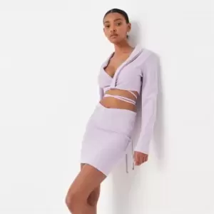 image of Missguided Tailored Wrap Tie Crop Blazer - Purple