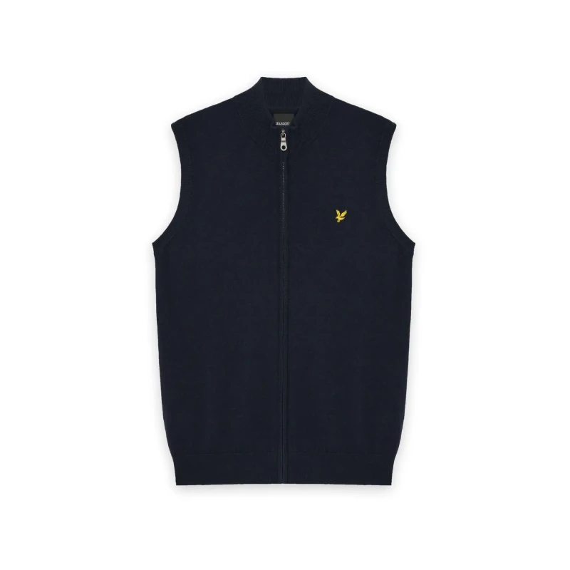 Image of Lyle & Scott Full zip merino wool cardigan Lyle & Scott Bleu Male 2XL