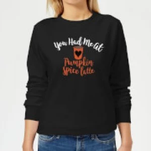 image of You Had me at Pumpkin Spice Latte Womens Sweatshirt - Black - 3XL - Black