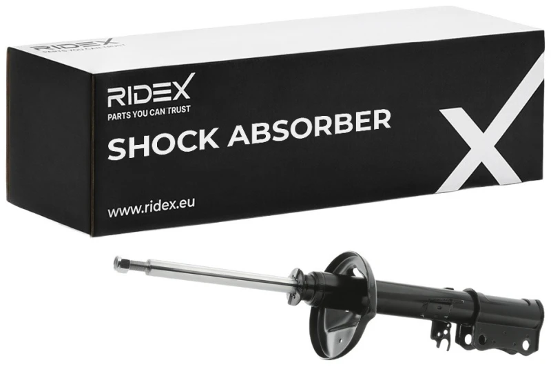 Image of RIDEX 854S0746 Shock absorber Rear Axle Left, Gas Pressure, Twin-Tube, Suspension Strut, Bottom Clamp Shock Absorber (854)