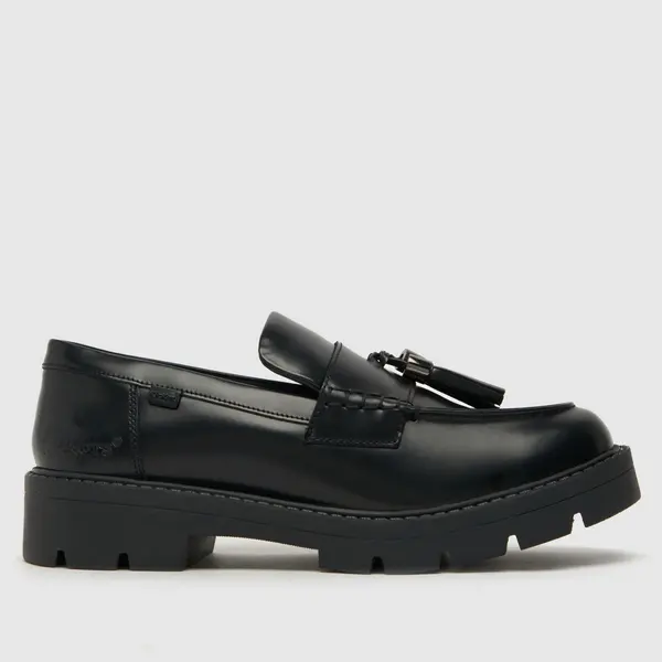 Image of Kickers Black kick kori tassel loafer Girls Youth shoes Black UK 5 (EU 38)
