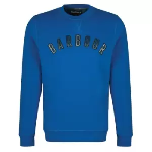 Image of Barbour Mens Debson Crew Sweatshirt Monaco Blue Large