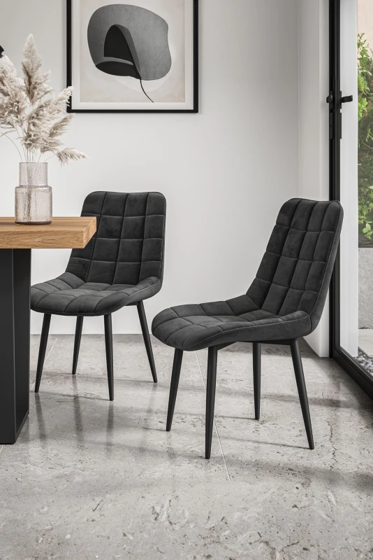 Image of More4Homes Set of 4 Nova Modern Velvet Dining Chair Padded Seat Metal Legs Black
