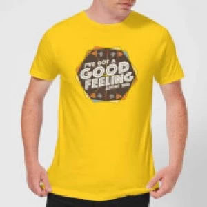 Image of Crystal Maze I've Got A Good Feeling About This- Aztec Mens T-Shirt - Yellow - L - Yellow