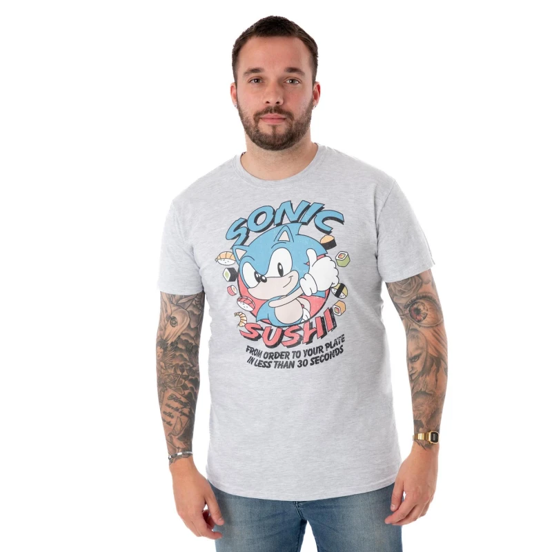 Image of Sonic the Hedgehog Sonic the Hedgehog Men Short Sleeved T-Shirt in Grey Size: Small Grey S Male 5063203007127