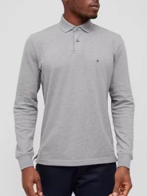 Image of Tommy Hilfiger 1985 Regular Fit Long Sleeve Polo Shirt, Medium Grey Heather, Size 2XL, Men