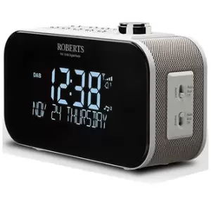 image of Roberts ORTUS3 W DAB DAB FM Alarm Clock Radio in White USB Socket