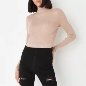 Image of Missguided Neck Crop Jumper - Neutral