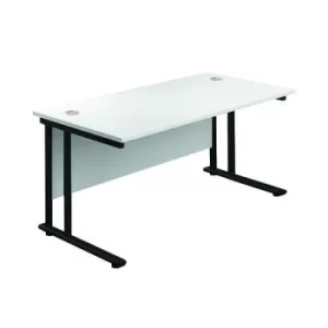 image of Jemini Rectangular Double Upright Cantilever Desk 1800x800x730mm White/Black KF820307