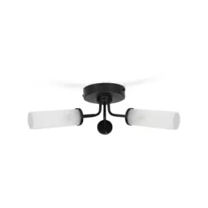 Image of 3 Way Metal Ceiling Light Fitting Glass Lampshades - Black