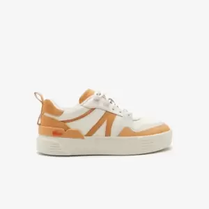 Image of Womens Lacoste L002 Leather Duo-Tone Trainers Size 3 UK White & Light Pink
