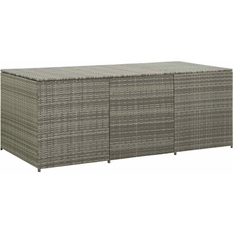 Image of vidaXL Garden Storage Box Poly Rattan Grey Outdoor Garden Cushion Boxes Bench