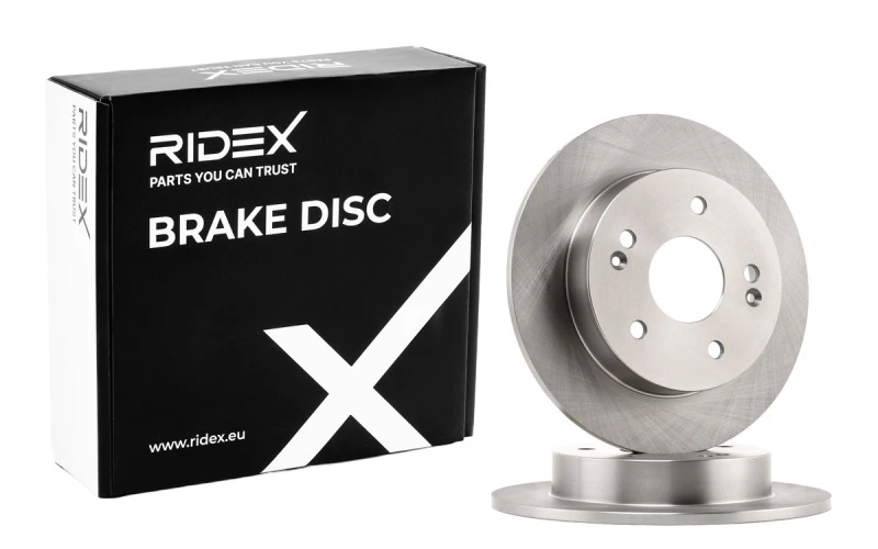 Image of RIDEX 82B0572 Brake disc Rear Axle, solid, Cast Iron, Uncoated, Untreated, without bolts/screws Cast Iron Brake Disc (82)