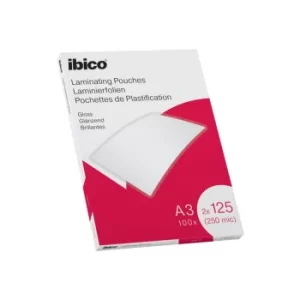 image of Ibico Gloss A3 Laminating Pouches 250 Micron Crystal Clear (Pack 100)