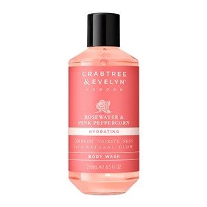 image of Crabtree & Evelyn Indulgent Winter Hand Trio Rosewater and Peppercorn Body Wash 250ml