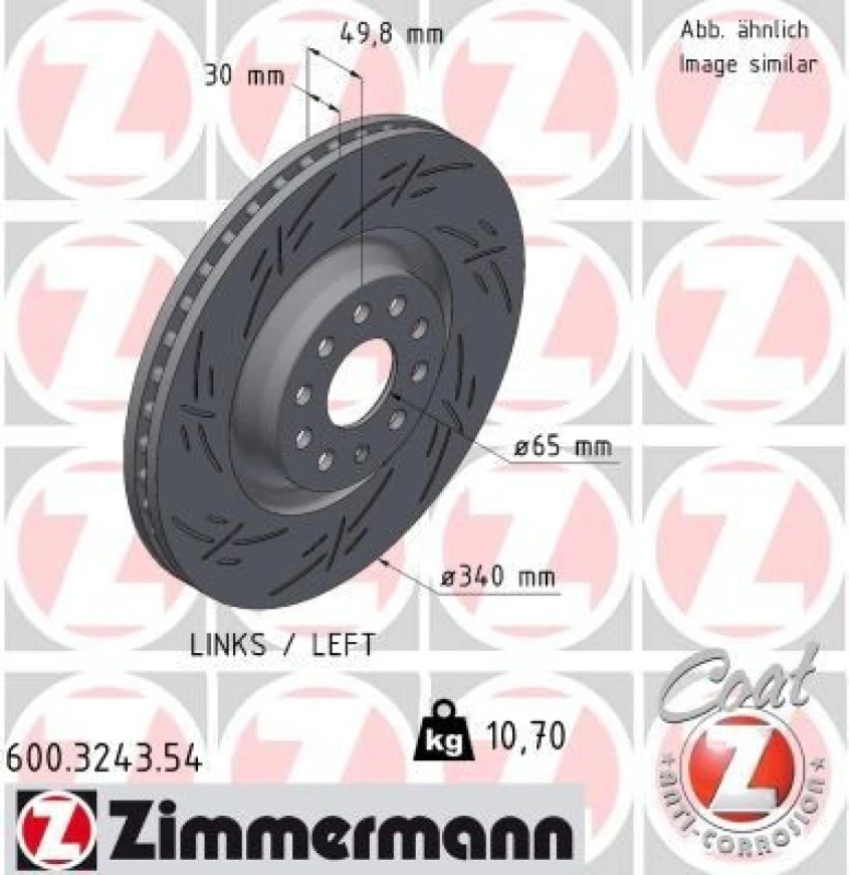 Image of ZIMMERMANN Brake disc ZIMMERMANN 600.3243.54