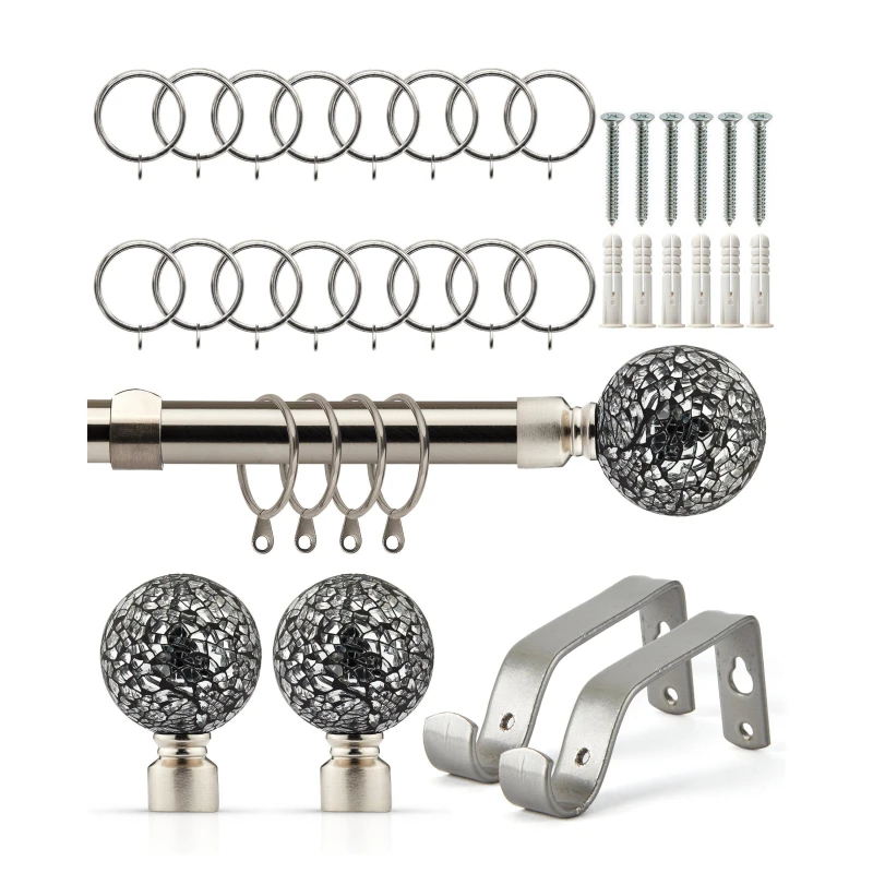 Image of Emma Barclay Cut Glass - Extendable Curtain Pole with rings Curtain Poles 120-210cm Grey 41673669000