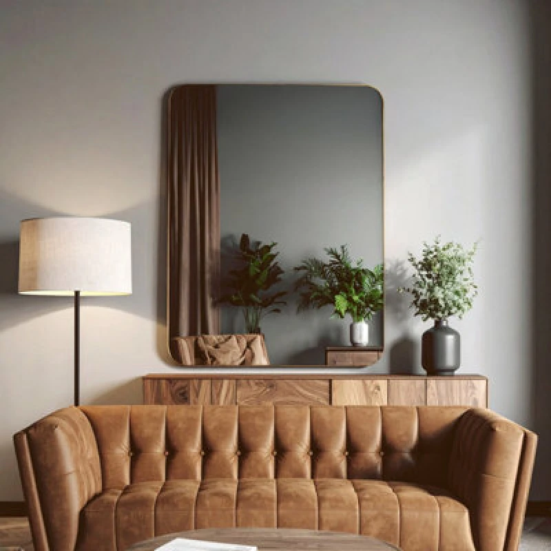 Image of Orsina Ella Wall Mirror, Gold, Wood, Glass, Metal
