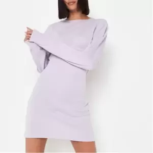 image of Missguided Rib Cut Out Back Mini T Shirt Dress - Purple