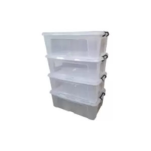 image of Samuel Alexander - 4 x 50L Smart Storage Boxes, Clear with Clear Extra Strong Lids, Stackable and Nestable Design Storage Solution