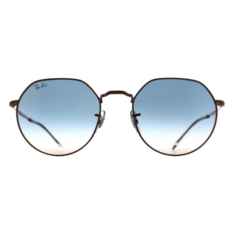 Image of Ray-Ban Ray-Ban Round Polished Rose Gold Blue Gradient RB3565 Jack Rose Gold One Size Unisex 8056262054932