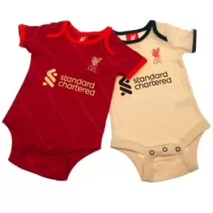 Image of Liverpool FC Baby Bodysuit (Pack of 2) (12-18 Months) (Red/Cream)