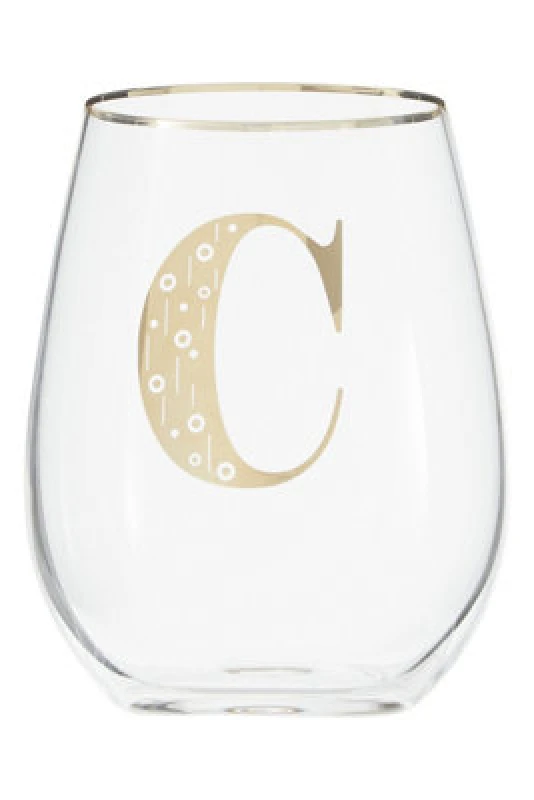 Image of Premier Housewares Claro Letter C Stemless Wine Glass Clear