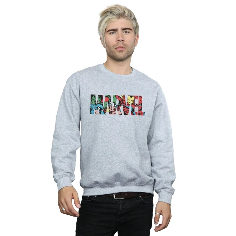 Image of Marvel Comics Marvel Comics Men Infill Logo Sweatshirt in Grey Size: Small Grey S Male 5057864047233