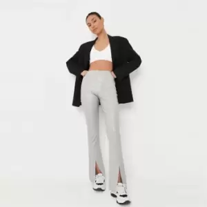 image of Missguided Coord Faux Leather Split Flare - Grey