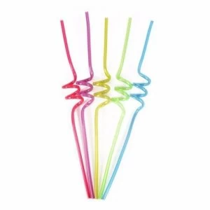 Bello Curly Coloured Plastic Party Drinking Straws - Pack Of 5