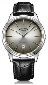 Image of Rotary Mens Cambridge Grey/Black Dial Black Leather Watch