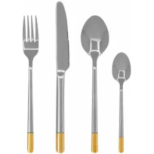 image of Avie 16pc Gold and Silver Finish Cutlery Set - Premier Housewares