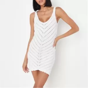 image of Missguided Crochet Mini Beach Dress - White