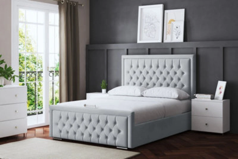 Image of DS LIVING Allegra Silver Upholstered Bed Small Single AM_HILTON_SSIN_SIL