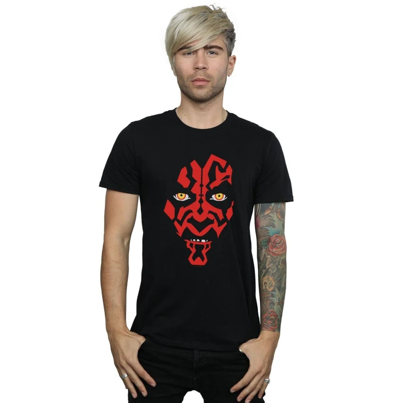 Image of Star Wars Star Wars Men Darth Maul Face T-Shirt in Black Size: Small Black S Male 5057972499740